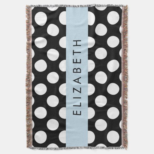 Zwart-witte pooldots, gedopt, Jouw naam Deken (Voorkant Verticaal)