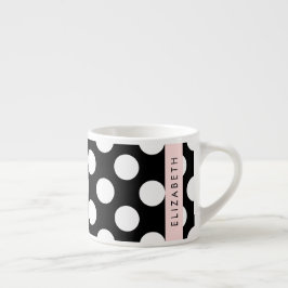 Zwart-witte pooldots, gedopt, Jouw naam Espresso Kop