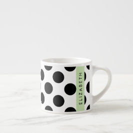 Zwart-witte pooldots, gedopt, Jouw naam Espresso Kop