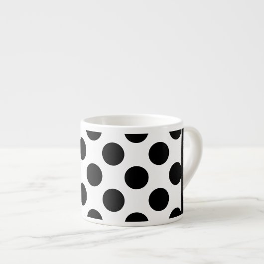 Zwart-witte pooldots, gedopt, Jouw naam Espresso Kop (Voorkant rechts)