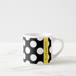 Zwart-witte pooldots, gedopt, Jouw naam Espresso Kop