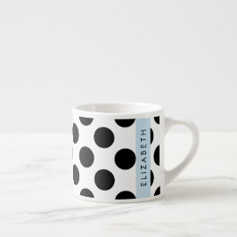 Zwart-witte pooldots, gedopt, Jouw naam Espresso Kop