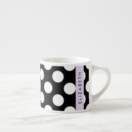 Zwart-witte pooldots, gedopt, Jouw naam Espresso Kop