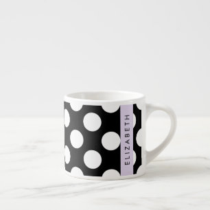 Zwart-witte pooldots, gedopt, Jouw naam Espresso Kop