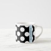 Zwart-witte pooldots, gedopt, Jouw naam Espresso Kop (Rechts)