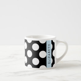 Zwart-witte pooldots, gedopt, Jouw naam Espresso Kop