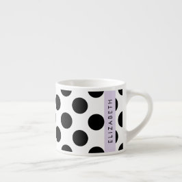Zwart-witte pooldots, gedopt, Jouw naam Espresso Kop