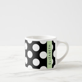 Zwart-witte pooldots, gedopt, Jouw naam Espresso Kop