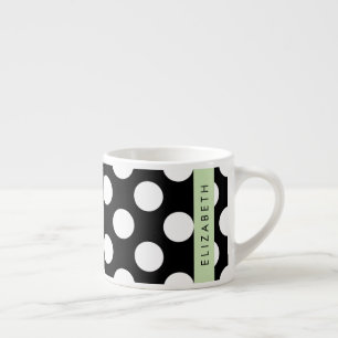 Zwart-witte pooldots, gedopt, Jouw naam Espresso Kop