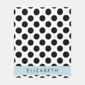 Zwart-witte pooldots, gedopt, Jouw naam Fleece Deken (Voorkant)