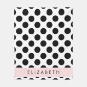 Zwart-witte pooldots, gedopt, Jouw naam Fleece Deken (Voorkant)
