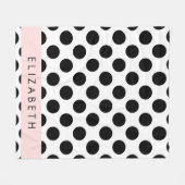 Zwart-witte pooldots, gedopt, Jouw naam Fleece Deken (Voorkant (Horizontaal))