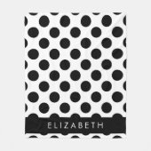 Zwart-witte pooldots, gedopt, Jouw naam Fleece Deken (Voorkant)
