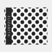 Zwart-witte pooldots, gedopt, Jouw naam Fleece Deken (Voorkant (Horizontaal))