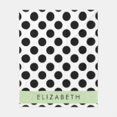 Zwart-witte pooldots, gedopt, Jouw naam Fleece Deken (Voorkant)