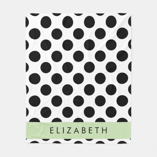 Zwart-witte pooldots, gedopt, Jouw naam Fleece Deken (Voorkant)