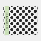Zwart-witte pooldots, gedopt, Jouw naam Fleece Deken (Voorkant (Horizontaal))