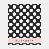 Zwart-witte pooldots, gedopt, Jouw naam Fleece Deken (Voorkant)