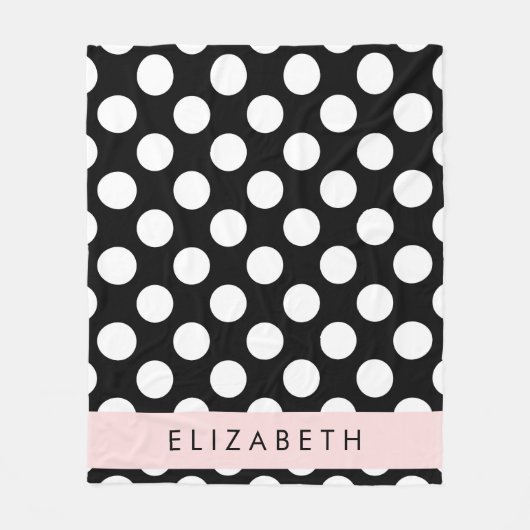 Zwart-witte pooldots, gedopt, Jouw naam Fleece Deken (Voorkant)