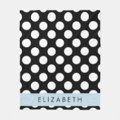 Zwart-witte pooldots, gedopt, Jouw naam Fleece Deken (Voorkant)