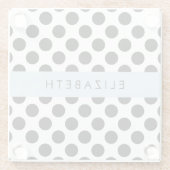 Zwart-witte pooldots, gedopt, Jouw naam Glazen Onderzetter (Achterkant)