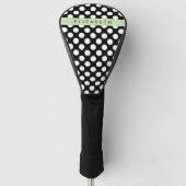 Zwart-witte pooldots, gedopt, Jouw naam Golfheadcover (Voorkant)