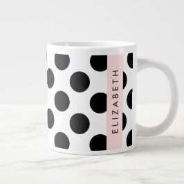 Zwart-witte pooldots, gedopt, Jouw naam Grote Koffiekop