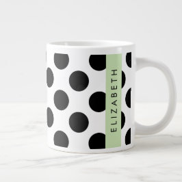 Zwart-witte pooldots, gedopt, Jouw naam Grote Koffiekop