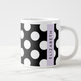 Zwart-witte pooldots, gedopt, Jouw naam Grote Koffiekop