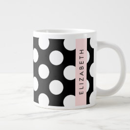 Zwart-witte pooldots, gedopt, Jouw naam Grote Koffiekop