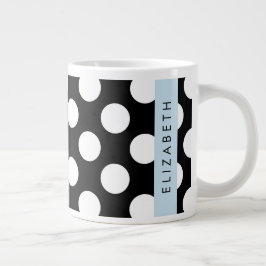 Zwart-witte pooldots, gedopt, Jouw naam Grote Koffiekop