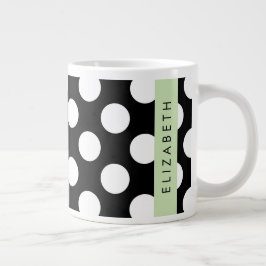 Zwart-witte pooldots, gedopt, Jouw naam Grote Koffiekop