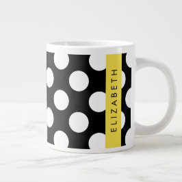 Zwart-witte pooldots, gedopt, Jouw naam Grote Koffiekop
