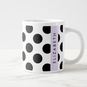 Zwart-witte pooldots, gedopt, Jouw naam Grote Koffiekop