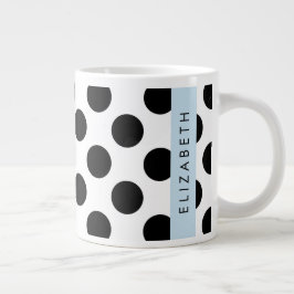 Zwart-witte pooldots, gedopt, Jouw naam Grote Koffiekop