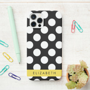 Zwart-witte pooldots, gedopt, Jouw naam iPhone 12 Pro Hoesje