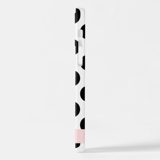 Zwart-witte pooldots, gedopt, Jouw naam iPhone Hoesje (Linkerkant)