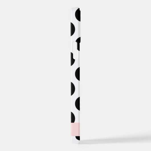 Zwart-witte pooldots, gedopt, Jouw naam iPhone Hoesje (Rechterkant)