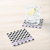 Zwart-witte pooldots, gedopt, Jouw naam Kartonnen Onderzetters (Insitu)