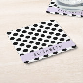 Zwart-witte pooldots, gedopt, Jouw naam Kartonnen Onderzetters (Schuin)