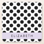 Zwart-witte pooldots, gedopt, Jouw naam Kartonnen Onderzetters (Voorkant)