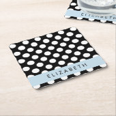 Zwart-witte pooldots, gedopt, Jouw naam Kartonnen Onderzetters (Schuin)
