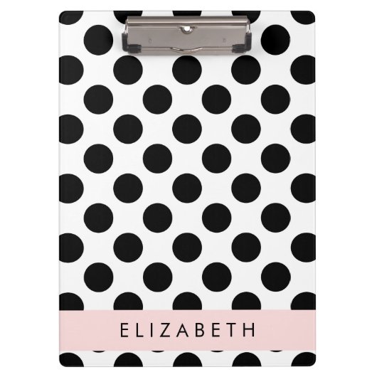 Zwart-witte pooldots, gedopt, Jouw naam Klembord (Voorkant)