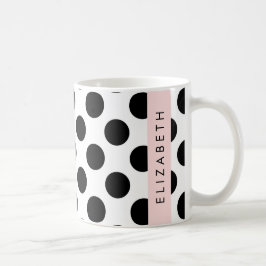 Zwart-witte pooldots, gedopt, Jouw naam Koffiemok