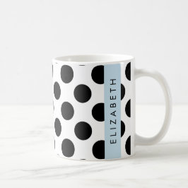 Zwart-witte pooldots, gedopt, Jouw naam Koffiemok