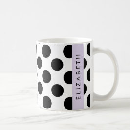 Zwart-witte pooldots, gedopt, Jouw naam Koffiemok