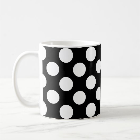 Zwart-witte pooldots, gedopt, Jouw naam Koffiemok (Links)