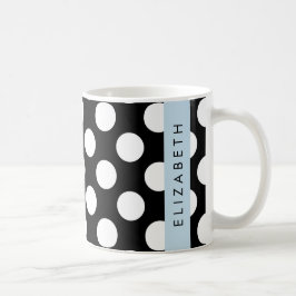 Zwart-witte pooldots, gedopt, Jouw naam Koffiemok