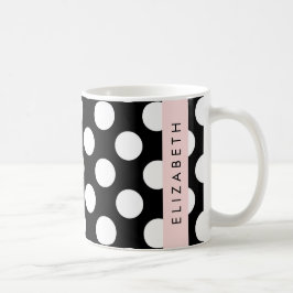 Zwart-witte pooldots, gedopt, Jouw naam Koffiemok
