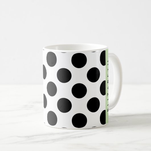 Zwart-witte pooldots, gedopt, Jouw naam Koffiemok (Voorkant rechts)